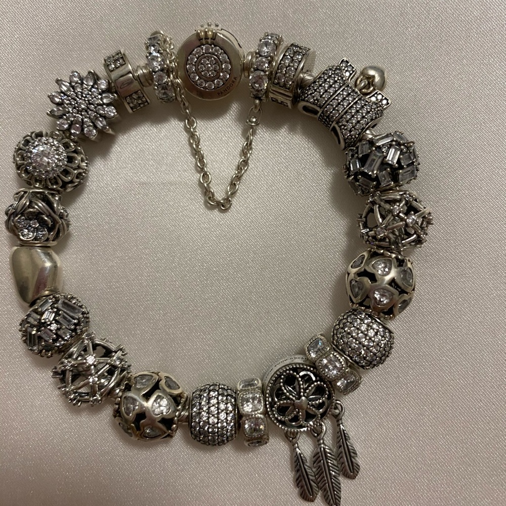 Pandora full bracelet with charms authentic